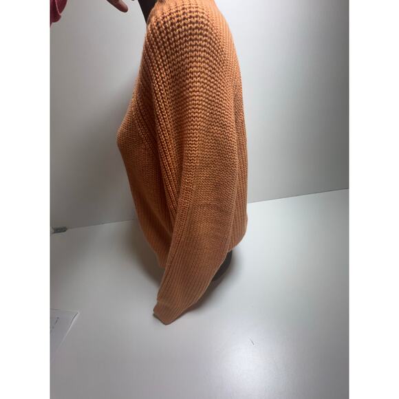 Olive & Leaf Womens Sz Large Cropped Knit Long Sleeve Sweater Rust Oversized - Picture 2 of 8